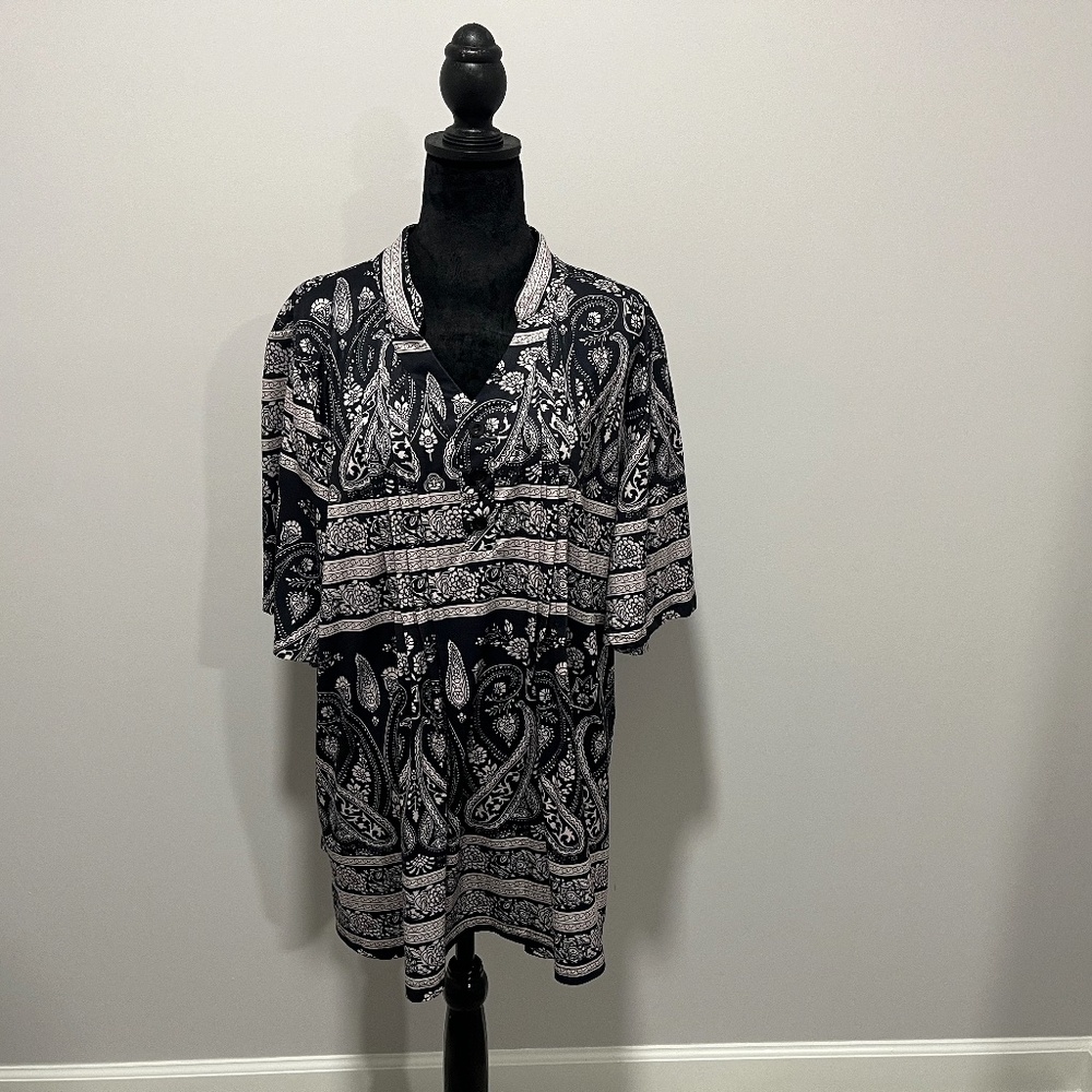 Hocosit Short sleeves, Blouse, Paisley design, Multicolor, Size XXL